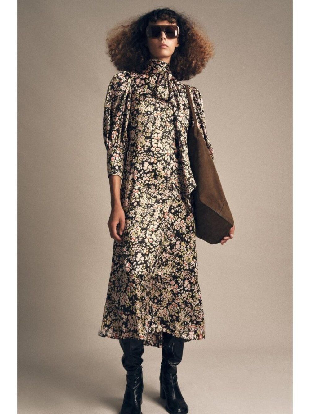 Zara Womens Printed Midi Dress Size XL Multicolor Floral Asymmetric 8857/085 NWT